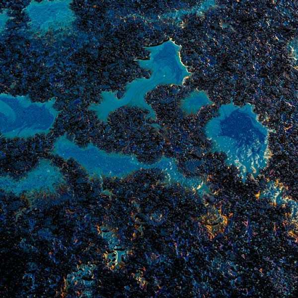 A blue mix of oil and other contaminants