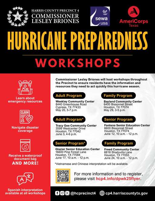 Hurricane Preparedness Workshops Coming to the Area / Ricewood MUD