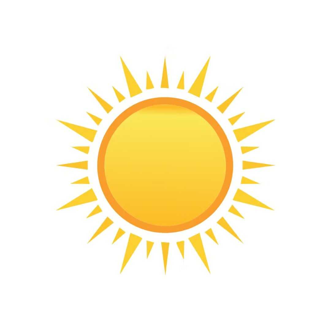 A yellow sun with triangles around it
